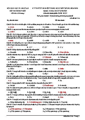 Đề thi Tốt nghiệp Trung học Phổ thông môn Sinh học năm 2020 - Mã đề 216 (Có đáp án)